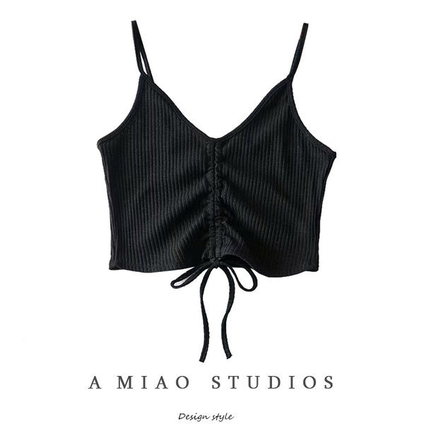 Naiste lühike lipsude ja õhukeste rihmadega topp