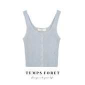 Γυναικεία αμάνικι μπλούζα με κουμπιά και στρογγυλή λαιμόκοψη