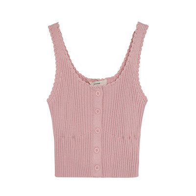 Γυναικεία αμάνικι μπλούζα με κουμπιά και στρογγυλή λαιμόκοψη