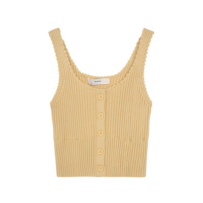 Γυναικεία αμάνικι μπλούζα με κουμπιά και στρογγυλή λαιμόκοψη