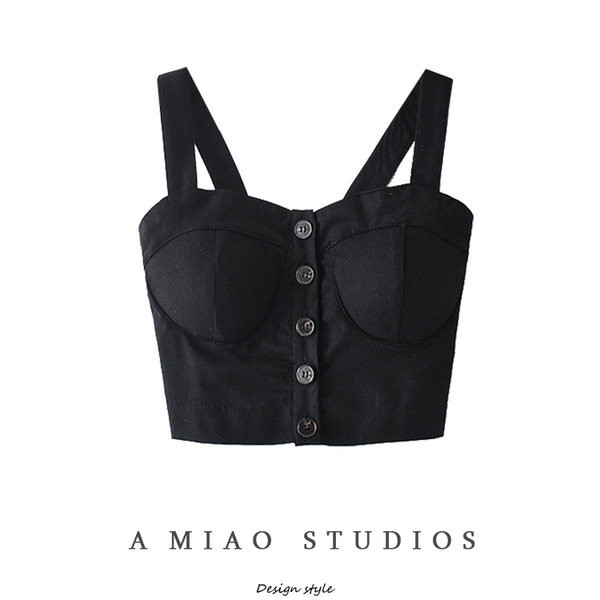 Γυναικείο μπουστάκι  με κουμπιά και φαρδιά τιραντάκια