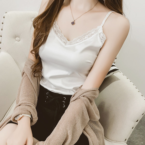 Naiste stiilne pitsi ja õhukeste rihmadega topp