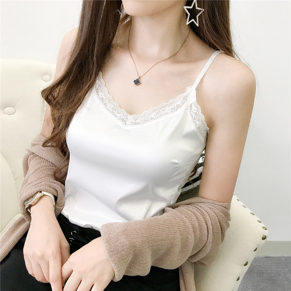 Naiste stiilne pitsi ja õhukeste rihmadega topp