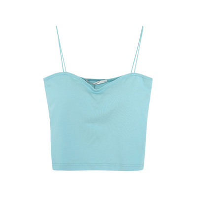 Naiste vabaaja topp õhukeste rihmade ja kandilise kaelusega