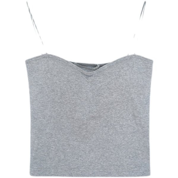 Naiste vabaaja topp õhukeste rihmade ja kandilise kaelusega