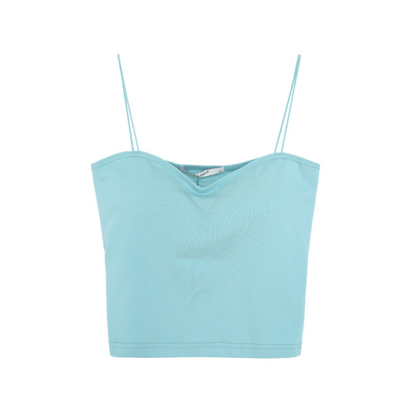 Naiste vabaaja topp õhukeste rihmade ja kandilise kaelusega