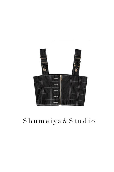 Naiste lühike kahevärviline tõmbluku ja rihmadega rinnakorv