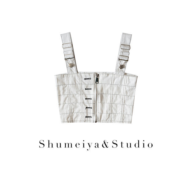 Naiste lühike kahevärviline tõmbluku ja rihmadega rinnakorv