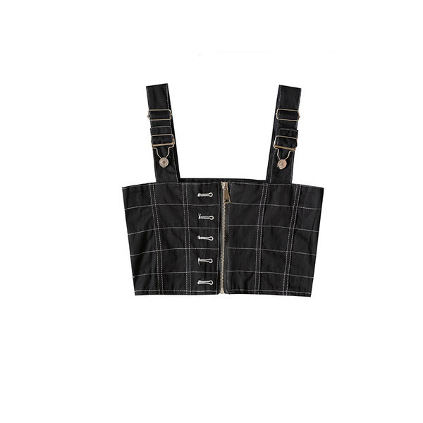 Naiste lühike kahevärviline tõmbluku ja rihmadega rinnakorv