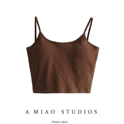 Naiste vabaaja lühike õhukeste rihmadega topp