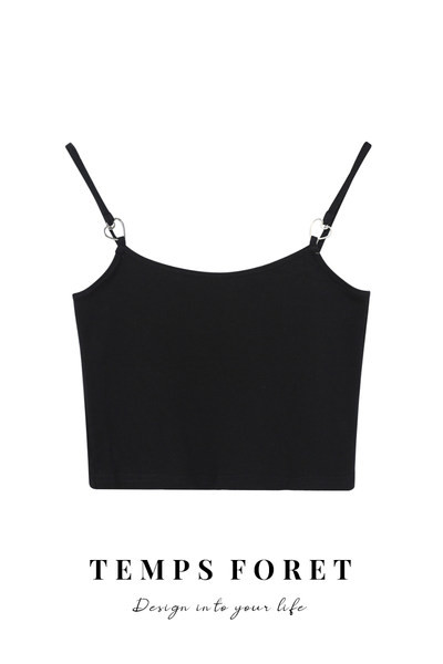 Γυναικεία κοντή αμάνικι μπλούζα με λεπτά τιραντάκια και μεταλλική καρδιά