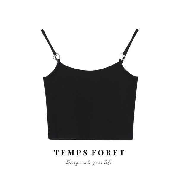 Γυναικεία κοντή αμάνικι μπλούζα με λεπτά τιραντάκια και μεταλλική καρδιά