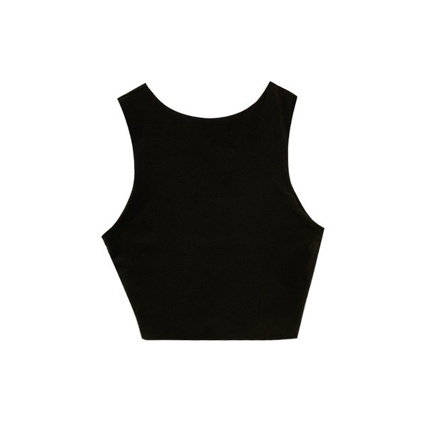 Κοντή γυναικεία αμάνικι μπλούζα με οβάλ λαιμόκοψη σε λευκό και μαύρο χρώμα