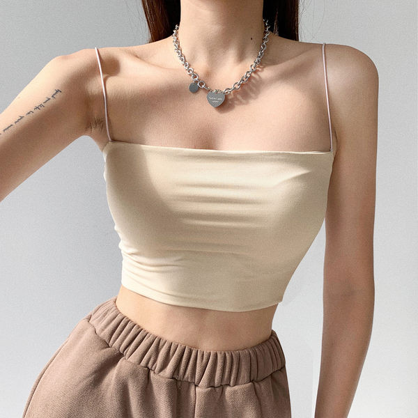 Igapäevane lühike õhukeste rihmadega naiste topp – puhas mudel