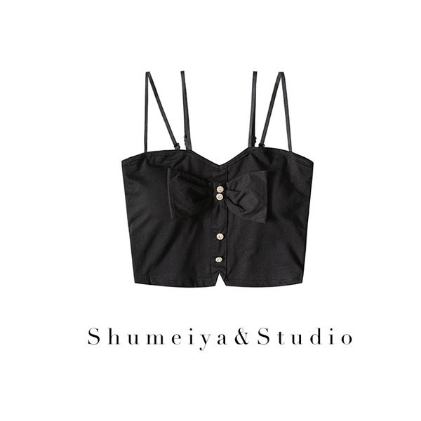 Γυναικείο κοντό μπουστάκι με κουμπιά και λεπτές τιράντες