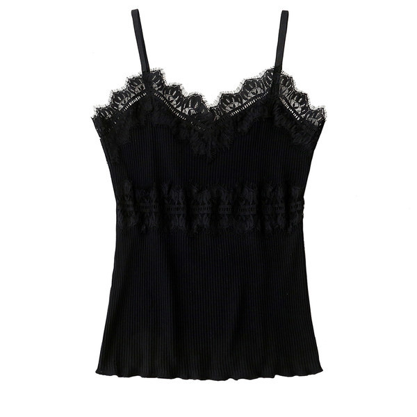 Kahes värvitoonis pitsi ja õhukeste rihmadega naiste topp