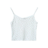 Naiste vabaaja topp õhukeste rihmade ja lillemustriga