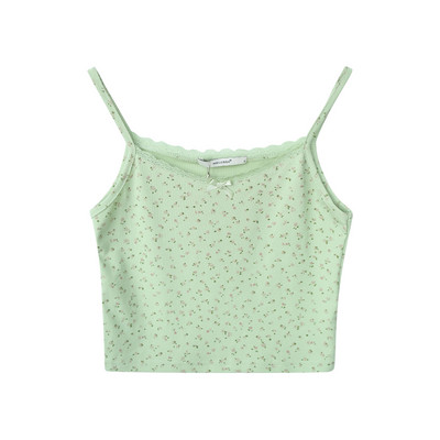 Naiste vabaaja topp õhukeste rihmade ja lillemustriga