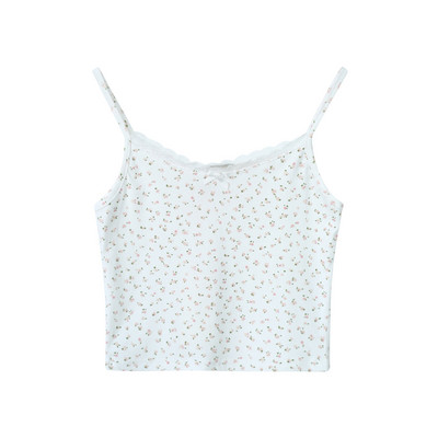 Naiste vabaaja topp õhukeste rihmade ja lillemustriga