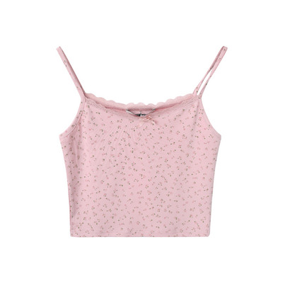 Naiste vabaaja topp õhukeste rihmade ja lillemustriga