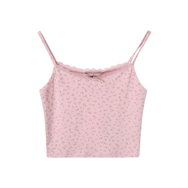 Naiste vabaaja topp õhukeste rihmade ja lillemustriga