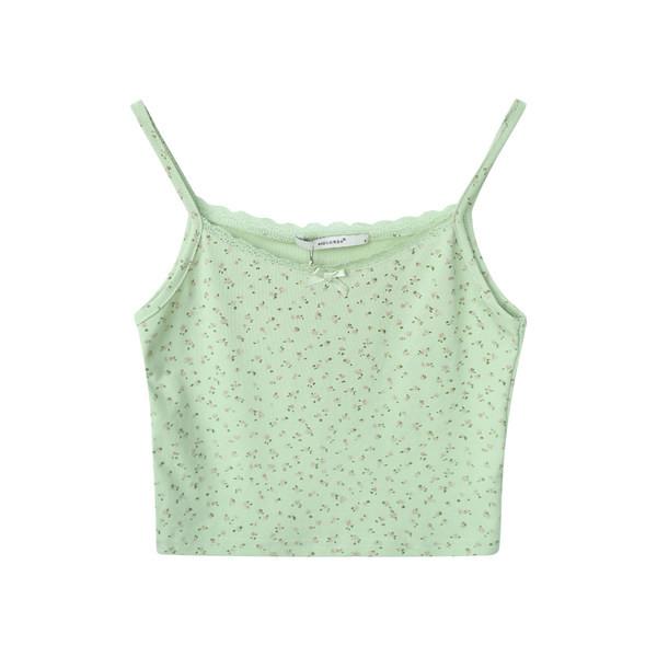 Naiste vabaaja topp õhukeste rihmade ja lillemustriga