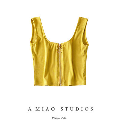 Naiste lühike laiade rihmade ja tõmblukuga topp