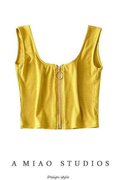 Naiste lühike laiade rihmade ja tõmblukuga topp