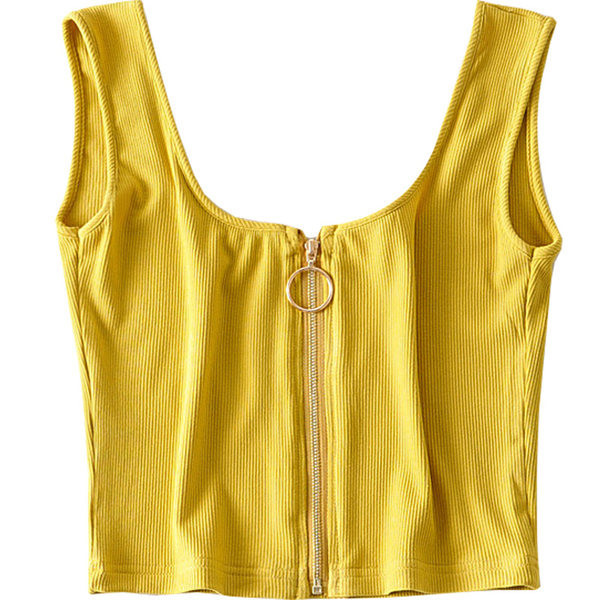 Naiste lühike laiade rihmade ja tõmblukuga topp