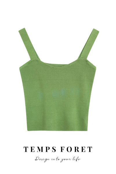 Γυναικεία αμάνικι μπλούζα από λεπτό πλέξιμο με φαρδύ τιραντάκι - ρετρό μοντέλο