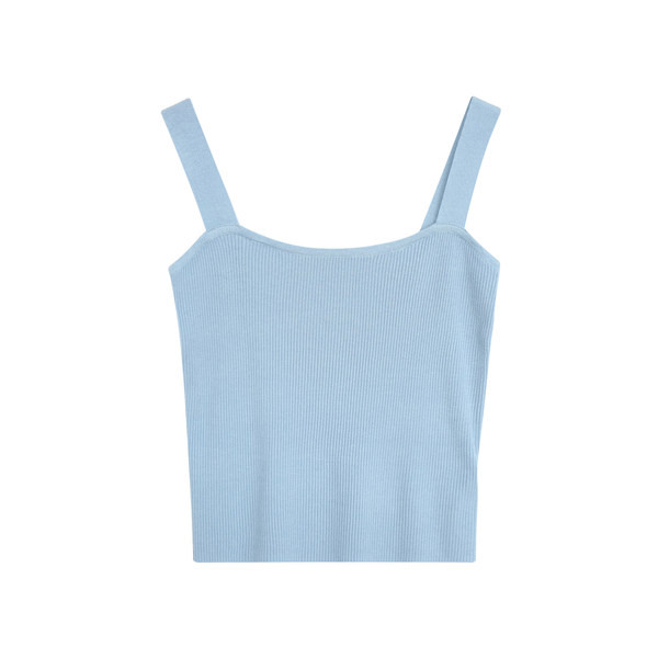 Γυναικεία αμάνικι μπλούζα από λεπτό πλέξιμο με φαρδύ τιραντάκι - ρετρό μοντέλο