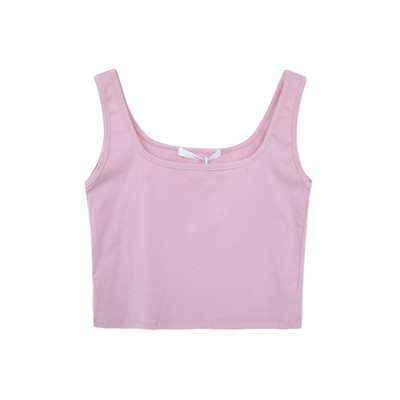 Lühike laiade rihmade ja ümara kaelusega naiste topp