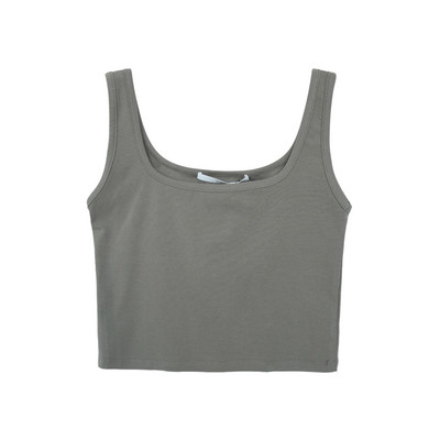 Lühike laiade rihmade ja ümara kaelusega naiste topp