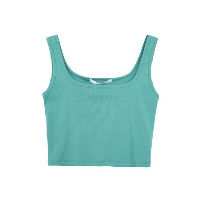 Lühike laiade rihmade ja ümara kaelusega naiste topp