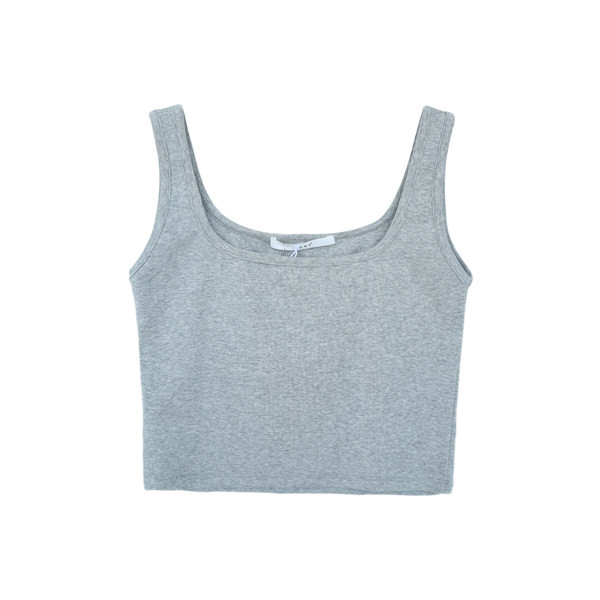 Lühike laiade rihmade ja ümara kaelusega naiste topp