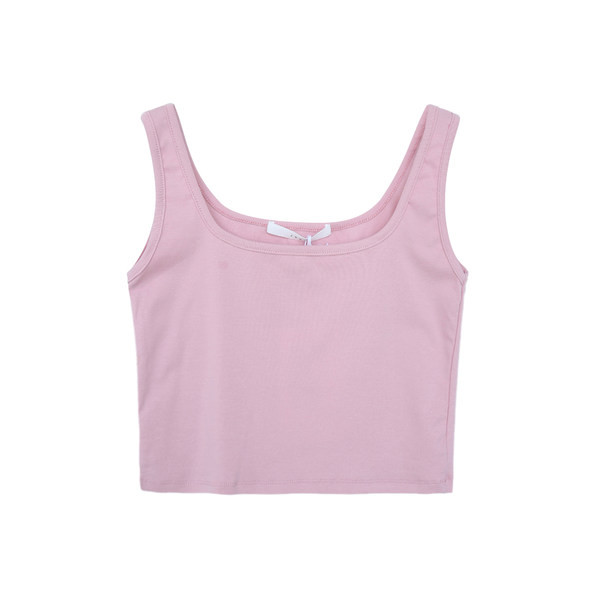 Lühike laiade rihmade ja ümara kaelusega naiste topp