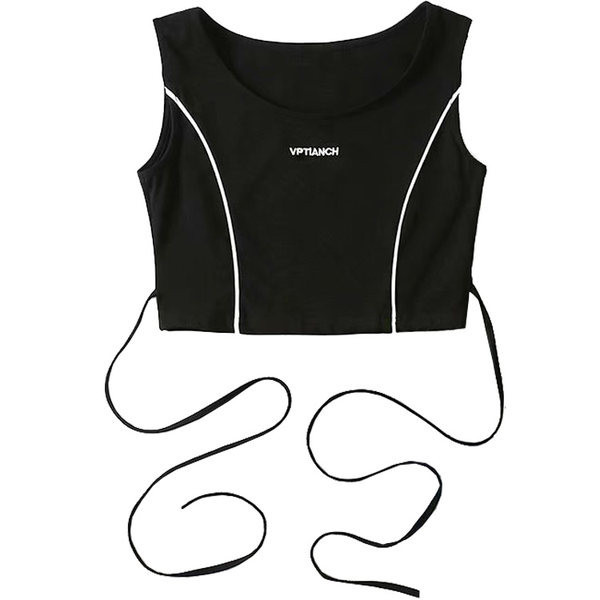 Naiste lühike topp kirja ja lipsudega