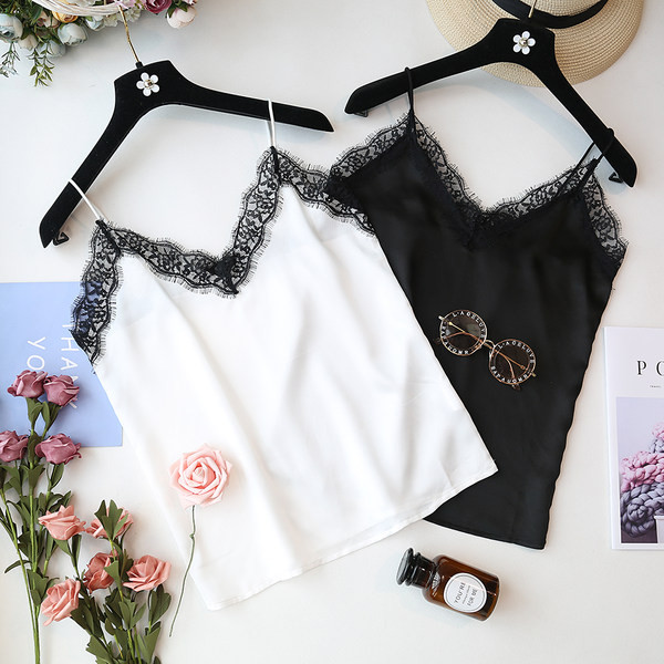 Naiste pitsi ja V-kaelusega šifoonist topp