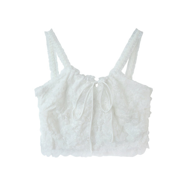 Lühike tülli ja lipsudega naiste topp