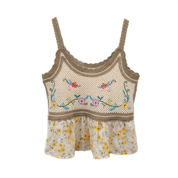 Tikandite ja lillemustriga naiste topp