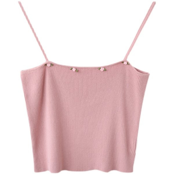 Naiste velvetist peenikeste rihmade ja lilledega topp