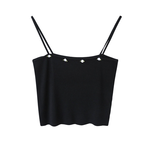 Naiste velvetist peenikeste rihmade ja lilledega topp