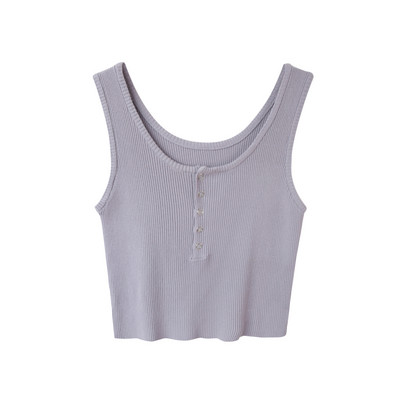 Γυναικεία κοντή αμάνικη μπλούζα με κουμπιά και φαρδιά λουράκια