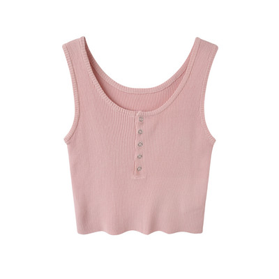 Γυναικεία κοντή αμάνικη μπλούζα με κουμπιά και φαρδιά λουράκια