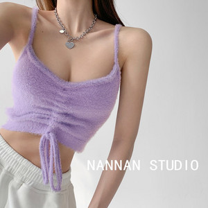 Naiste vabaaja lühike lipsude ja õhukeste rihmadega topp