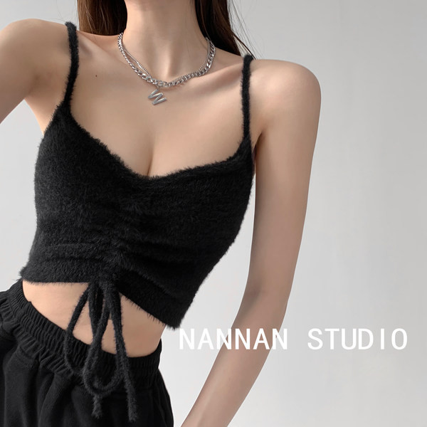 Naiste vabaaja lühike lipsude ja õhukeste rihmadega topp