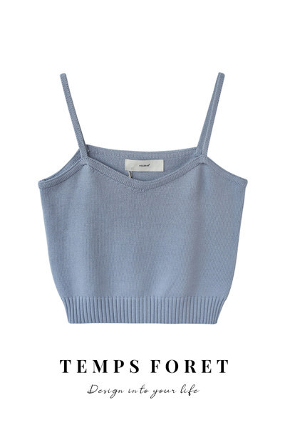 Γυναικεία πλεκτή αμάνικη  μπλούζα με λεπτά τιραντάκια