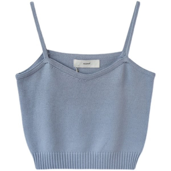 Γυναικεία πλεκτή αμάνικη  μπλούζα με λεπτά τιραντάκια