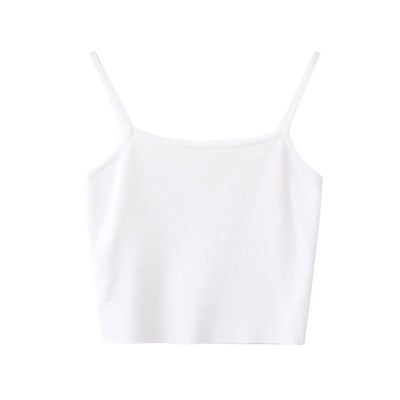 Casual γυναικεία αμάνικη μπλούζα με λεπτά τιραντάκια και στρογγυλή λαιμόκοψη