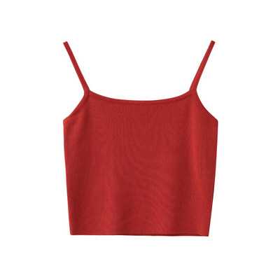 Casual γυναικεία αμάνικη μπλούζα με λεπτά τιραντάκια και στρογγυλή λαιμόκοψη